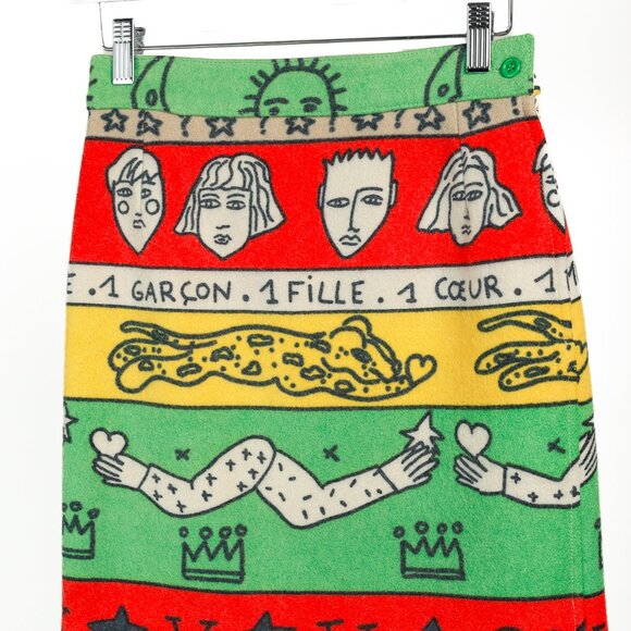 Jean Charles de Castelbajac Colourful Illustrations Wool Skirt - Picture 3 of 8